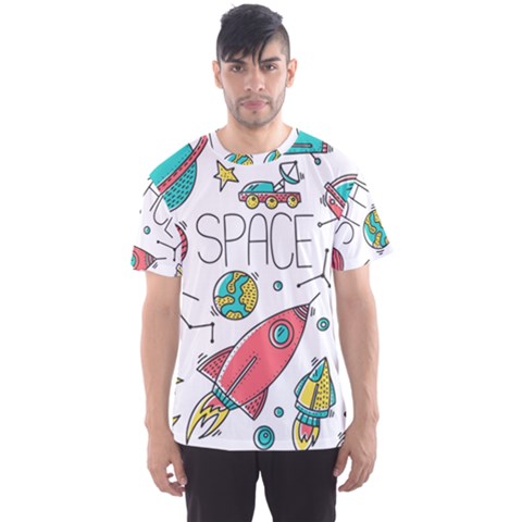 Space Cosmos Seamless Pattern Seamless Pattern Doodle Style Men s Sports Mesh Tee by Vaneshart