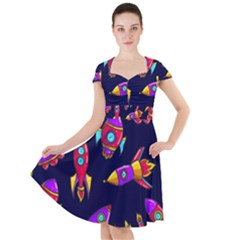 Space Patterns Cap Sleeve Midi Dress by Vaneshart