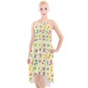 Seamless Pattern Musical Note Doodle Symbol High-Low Halter Chiffon Dress  View1