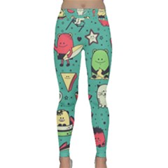 Seamless Pattern With Funny Monsters Cartoon Hand Drawn Characters Unusual Creatures Classic Yoga Leggings by Vaneshart