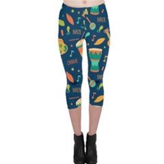 Brazil Musical Instruments Seamless Carnival Pattern Capri Leggings  by Vaneshart