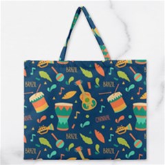 Brazil Musical Instruments Seamless Carnival Pattern Zipper Large Tote Bag by Vaneshart