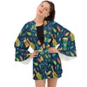 Brazil Musical Instruments Seamless Carnival Pattern Long Sleeve Kimono View1