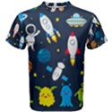 Big Set Cute Astronauts Space Planets Stars Aliens Rockets Ufo Constellations Satellite Moon Rover V Men s Cotton Tee View1