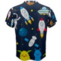 Big Set Cute Astronauts Space Planets Stars Aliens Rockets Ufo Constellations Satellite Moon Rover V Men s Cotton Tee View2