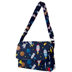 Big Set Cute Astronauts Space Planets Stars Aliens Rockets Ufo Constellations Satellite Moon Rover V Full Print Messenger Bag (s) by Vaneshart