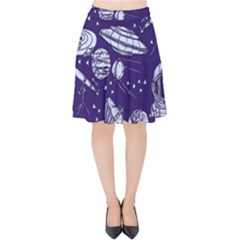 Space Sketch Seamless Pattern Velvet High Waist Skirt by Vaneshart