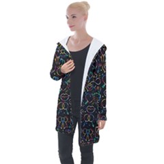 Seamless Pattern With Love Symbols Longline Hooded Cardigan by Vaneshart