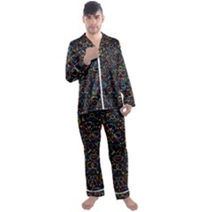 Seamless Pattern With Love Symbols Men s Long Sleeve Satin Pyjamas Set by Vaneshart