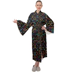 Seamless Pattern With Love Symbols Maxi Velour Kimono by Vaneshart