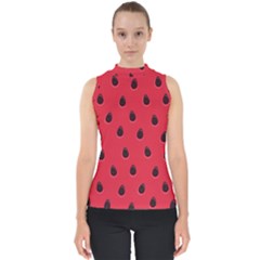 Seamless Watermelon Surface Texture Mock Neck Shell Top by Vaneshart