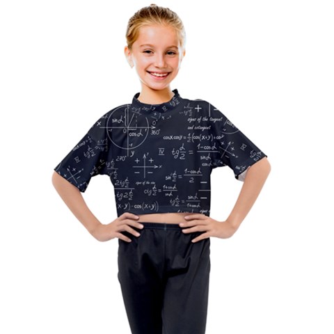 Mathematical Seamless Pattern With Geometric Shapes Formulas Kids Mock Neck Tee by Vaneshart