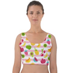 Tropical Fruits Berries Seamless Pattern Velvet Crop Top by Vaneshart