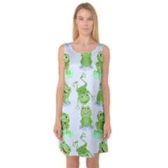 Cute Green Frogs Seamless Pattern Sleeveless Satin Nightdress by Vaneshart