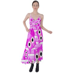 Pink Owl Pattern Background Tie Back Maxi Dress by Vaneshart