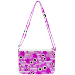 Pink Owl Pattern Background Double Gusset Crossbody Bag by Vaneshart