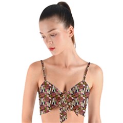 Swimmer 20s Burgundy Woven Tie Front Bralet by snowwhitegirl