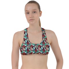 Swimmer 20s Blue Criss Cross Racerback Sports Bra by snowwhitegirl