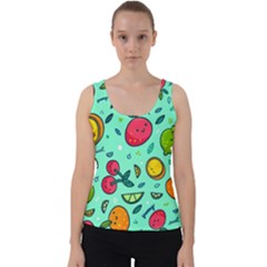 Various Fruits With Faces Seamless Pattern Velvet Tank Top by Vaneshart