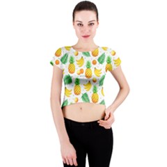 Tropical Fruits Pattern Crew Neck Crop Top by Vaneshart