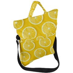 Lemon Fruits Slice Seamless Pattern Fold Over Handle Tote Bag by Vaneshart