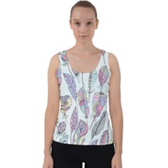 Vector Illustration Seamless Multicolored Pattern Feathers Birds Velvet Tank Top by Vaneshart