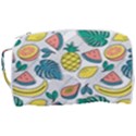 Seamless Pattern Tropical Fruit Banana Watermelon Papaya Lemon Orange Monstera Toiletries Pouch View3