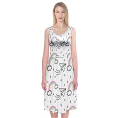 Cute Art Print Pattern Midi Sleeveless Dress by Vaneshart