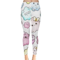 Cute Doodle Cartoon Seamless Pattern Leggings  by Vaneshart