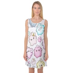 Cute Doodle Cartoon Seamless Pattern Sleeveless Satin Nightdress by Vaneshart