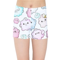 Cute Doodle Cartoon Seamless Pattern Kids  Sports Shorts by Vaneshart