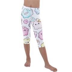 Cute Doodle Cartoon Seamless Pattern Kids  Lightweight Velour Capri Leggings  by Vaneshart