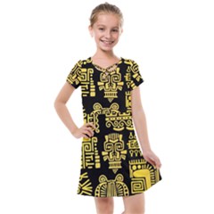 American Golden Ancient Totems Kids  Cross Web Dress by Vaneshart