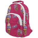 Seamless Pattern Patches With Ice Cream Rounded Multi Pocket Backpack View1