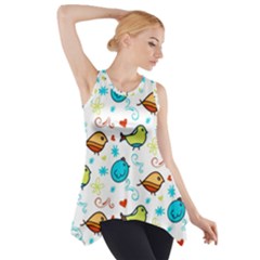 Birds Pattern Design Side Drop Tank Tunic by Vaneshart