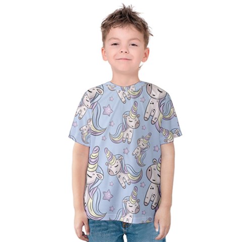 Pattern With Cute Unicorns Kids  Cotton Tee by Vaneshart