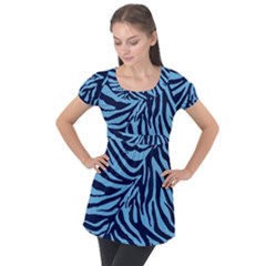 Zebra 3 Puff Sleeve Tunic Top by dressshop