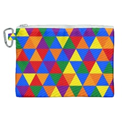 Gay Pride Alternating Rainbow Triangle Pattern Canvas Cosmetic Bag (xl) by VernenInk