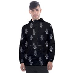 Creepy Skull Doll Motif Print Pattern Men s Front Pocket Pullover Windbreaker by dflcprintsclothing