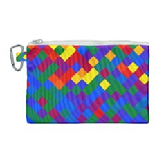 Gay Pride Diagonal Pixels Design Canvas Cosmetic Bag (large) by VernenInk