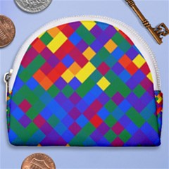 Gay Pride Diagonal Pixels Design Horseshoe Style Canvas Pouch by VernenInk