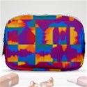 Gay Pride Rainbow Painted Abstract Squares Pattern Make Up Pouch (Small) View1