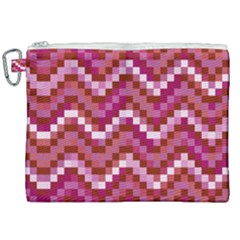 Lesbian Pride Pixellated Zigzag Stripes Canvas Cosmetic Bag (xxl) by VernenInk