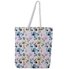 Watercolor Floral Seamless Pattern Full Print Rope Handle Tote (large) by TastefulDesigns