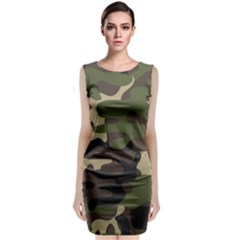 Texture Military Camouflage-repeats Seamless Army Green Hunting Classic Sleeveless Midi Dress by Vaneshart