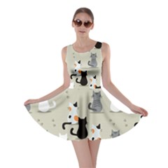 Cute Cat Seamless Pattern Skater Dress by Vaneshart