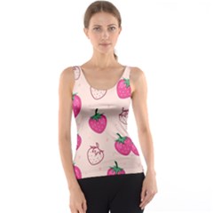 Seamless Strawberry Fruit Pattern Background Tank Top by Vaneshart