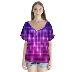 Shiny Stars V-neck Flutter Sleeve Top by Sparkle