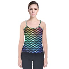 Digital Waves Velvet Spaghetti Strap Top by Sparkle