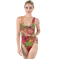 Spring Leafs High Leg Strappy Swimsuit by Sparkle